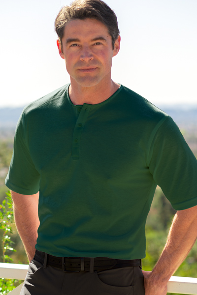 Tan through Henley Shirt Green